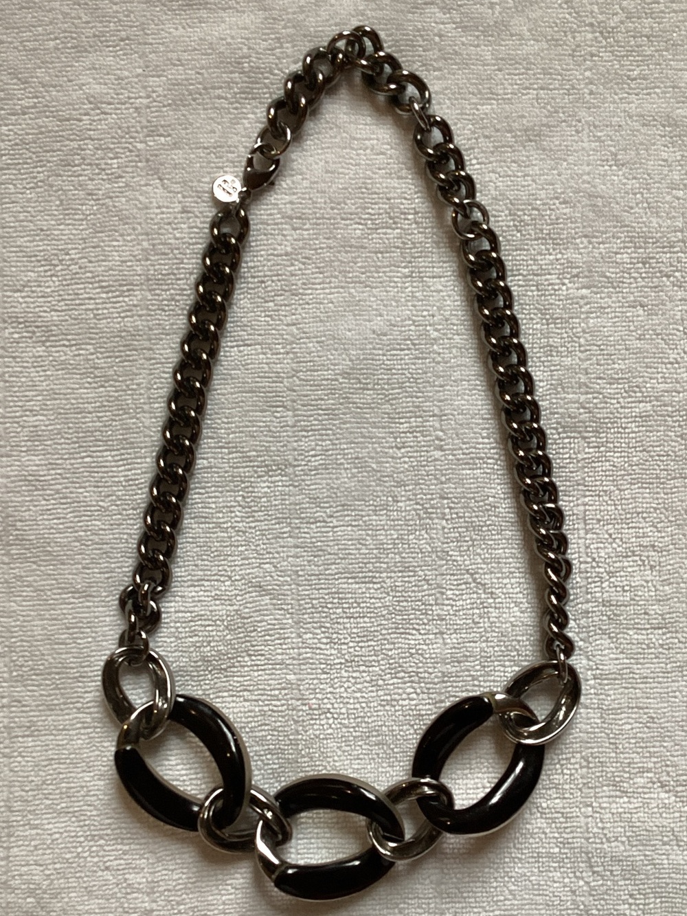 Alexis Bittar Reversible Gunmetal and Black Lucite Link Necklace
